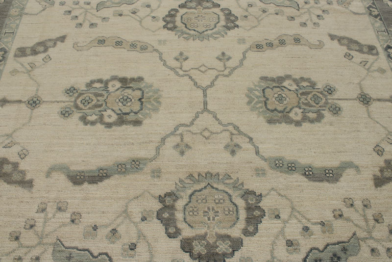 10x14 Ivory and Gray Turkish Oushak Rug