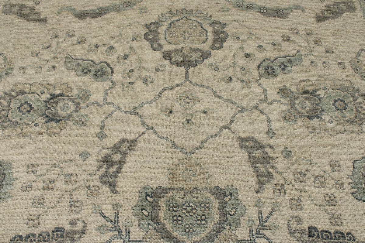 10x14 Ivory and Gray Turkish Oushak Rug
