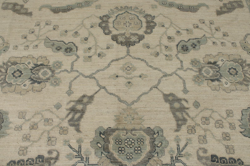 10x14 Ivory and Gray Turkish Oushak Rug