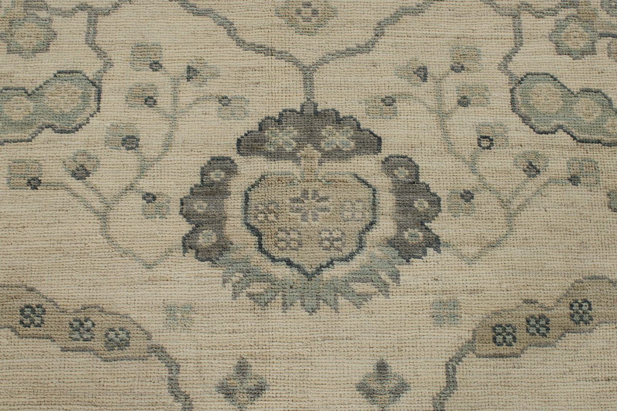 10x14 Ivory and Gray Turkish Oushak Rug