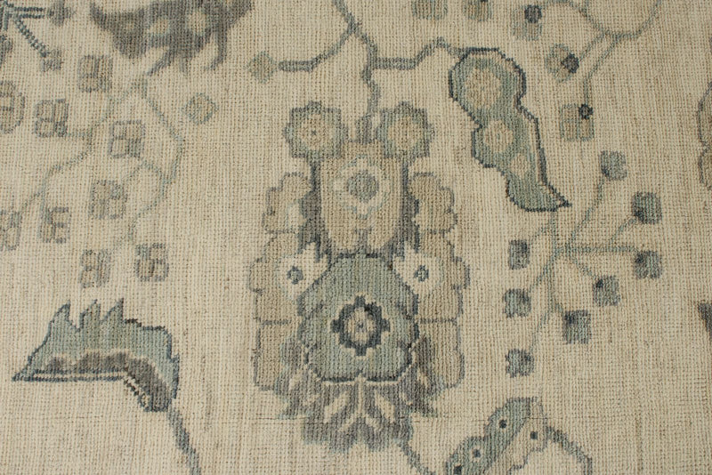 10x14 Ivory and Gray Turkish Oushak Rug