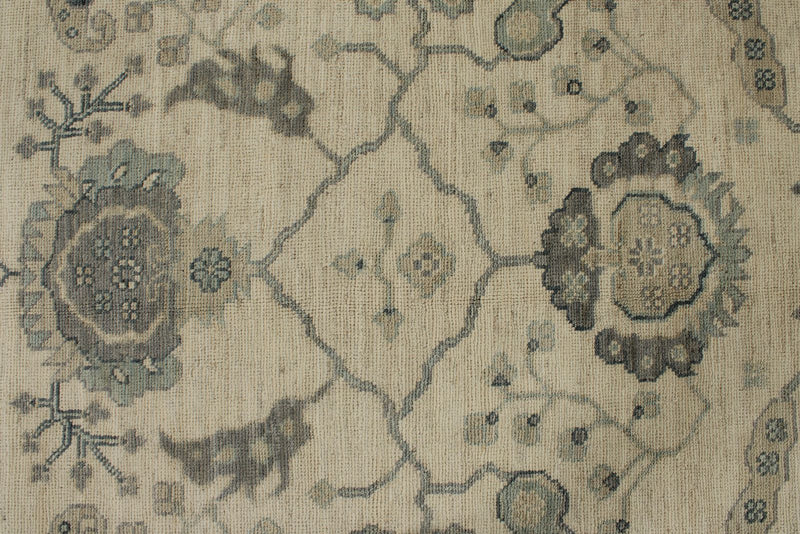 10x14 Ivory and Gray Turkish Oushak Rug