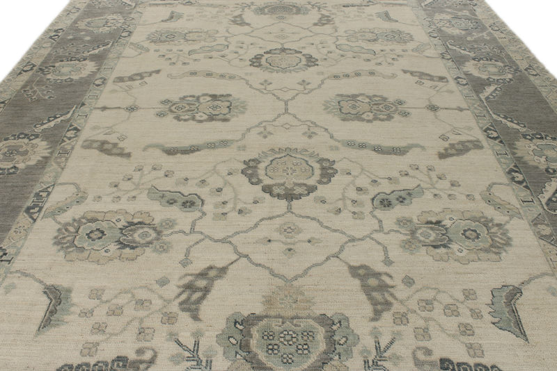 10x14 Ivory and Gray Turkish Oushak Rug