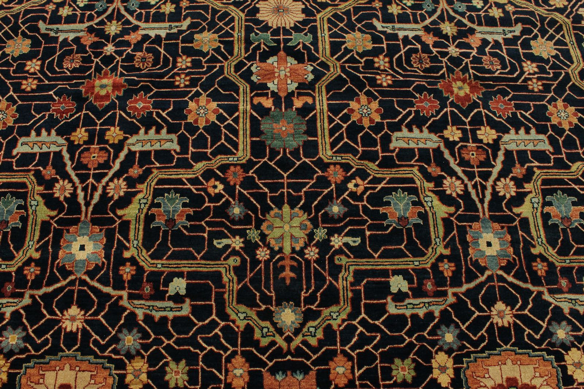 10x14 Charcoal and Rust Turkish Tribal Rug