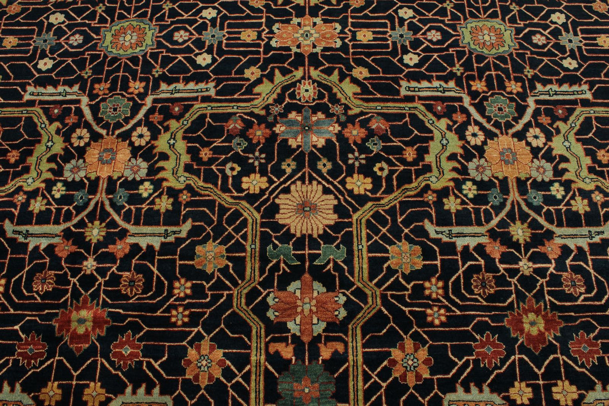 10x14 Charcoal and Rust Turkish Tribal Rug