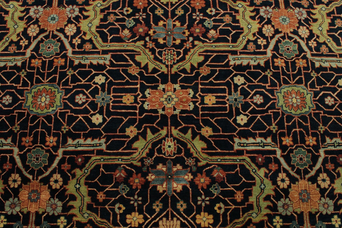 10x14 Charcoal and Rust Turkish Tribal Rug