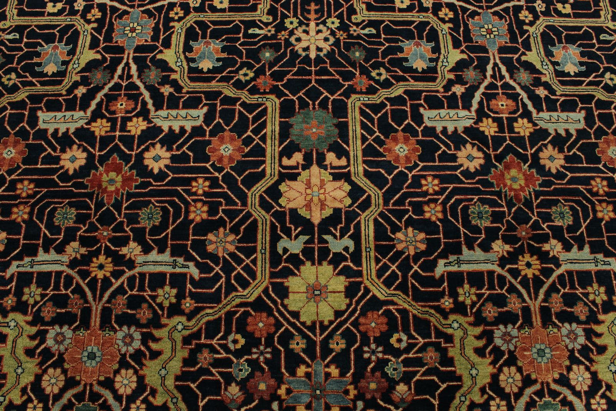 10x14 Charcoal and Rust Turkish Tribal Rug