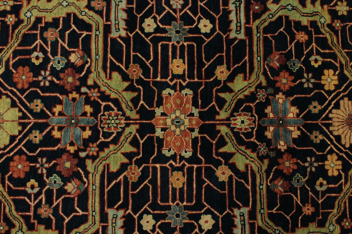 10x14 Charcoal and Rust Turkish Tribal Rug