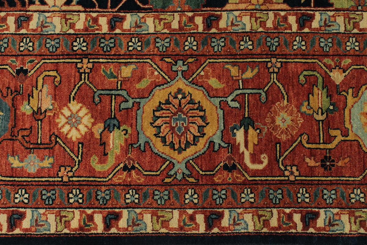 10x14 Charcoal and Rust Turkish Tribal Rug