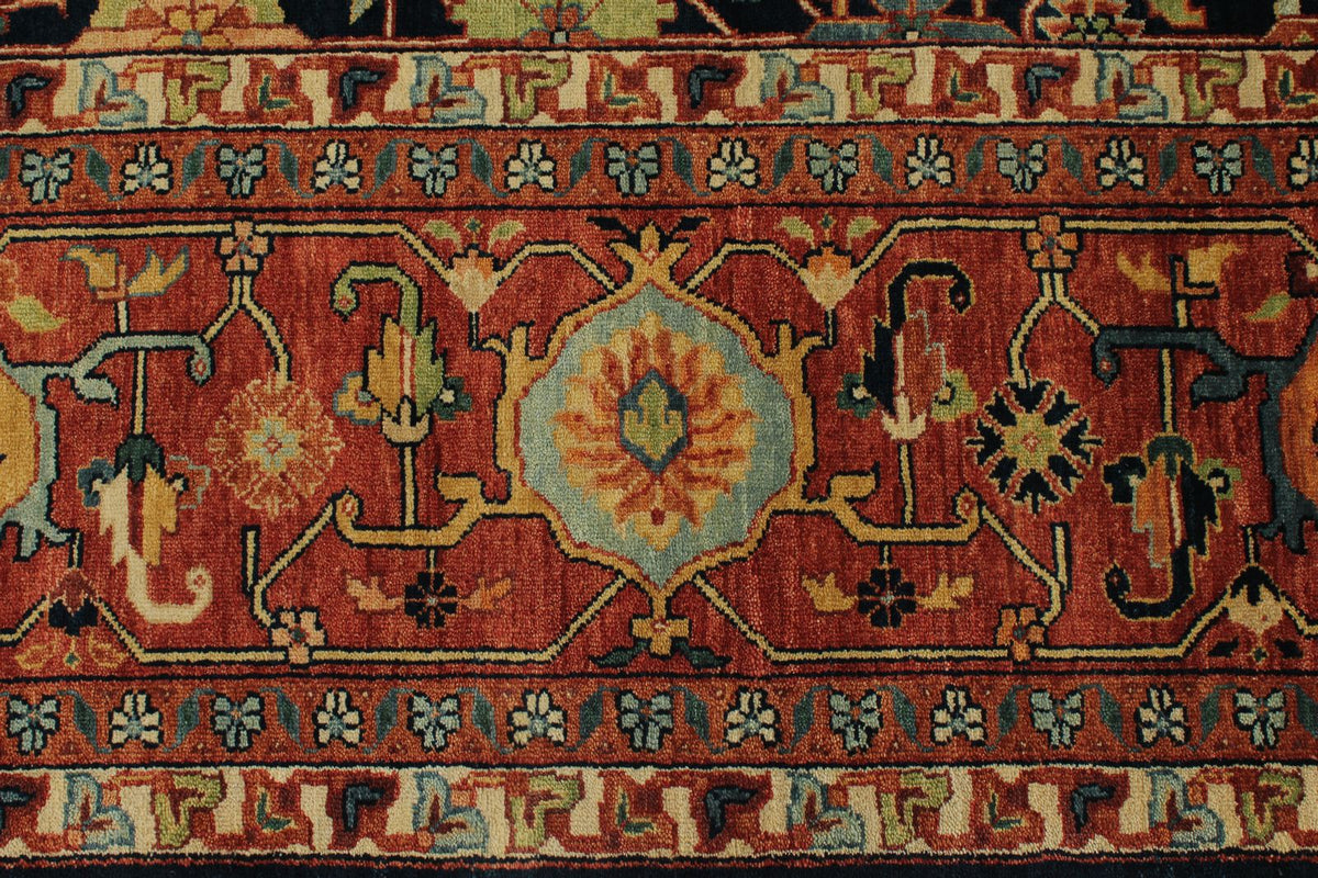 10x14 Charcoal and Rust Turkish Tribal Rug