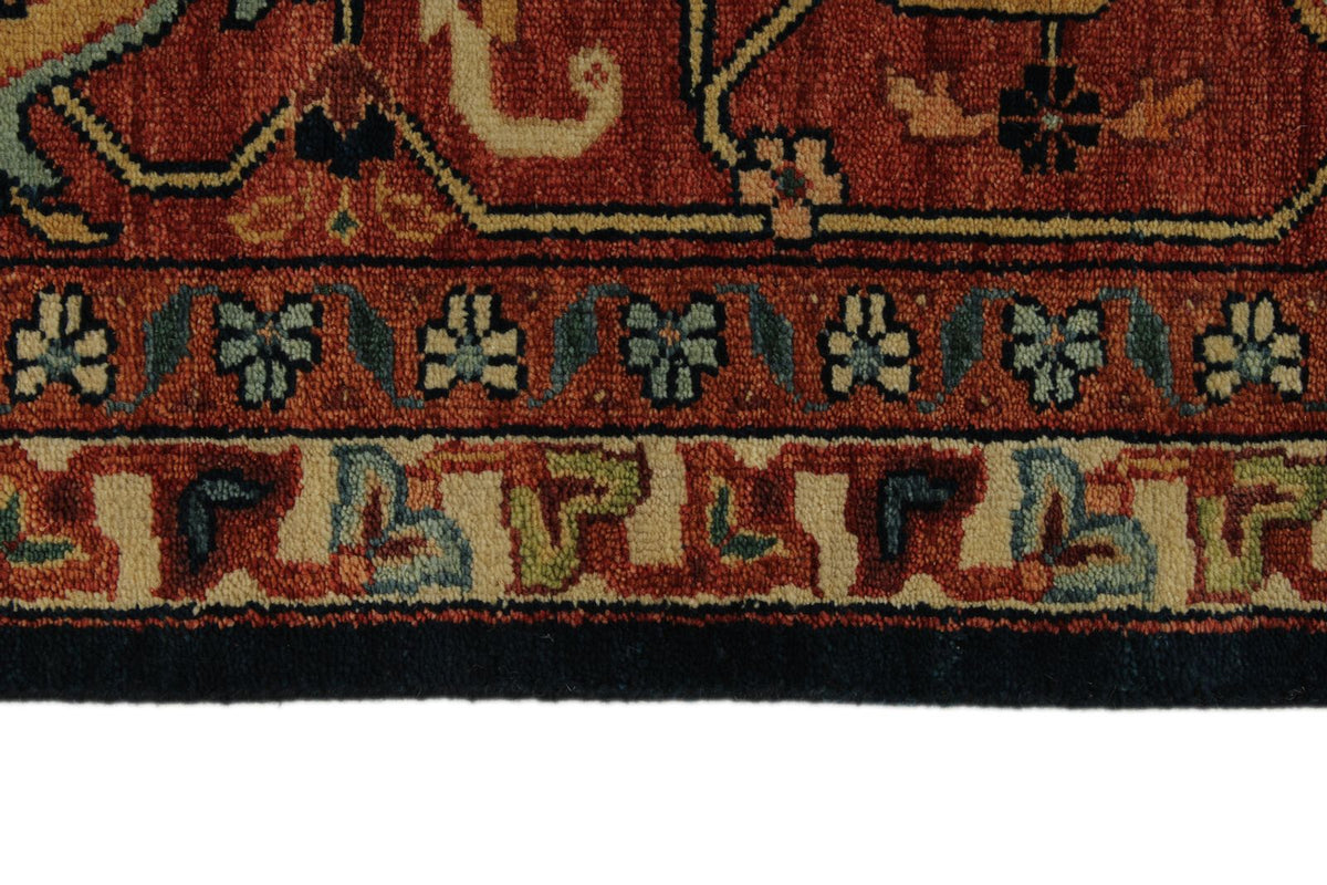 10x14 Charcoal and Rust Turkish Tribal Rug