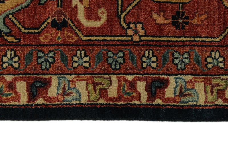 10x14 Charcoal and Rust Turkish Tribal Rug