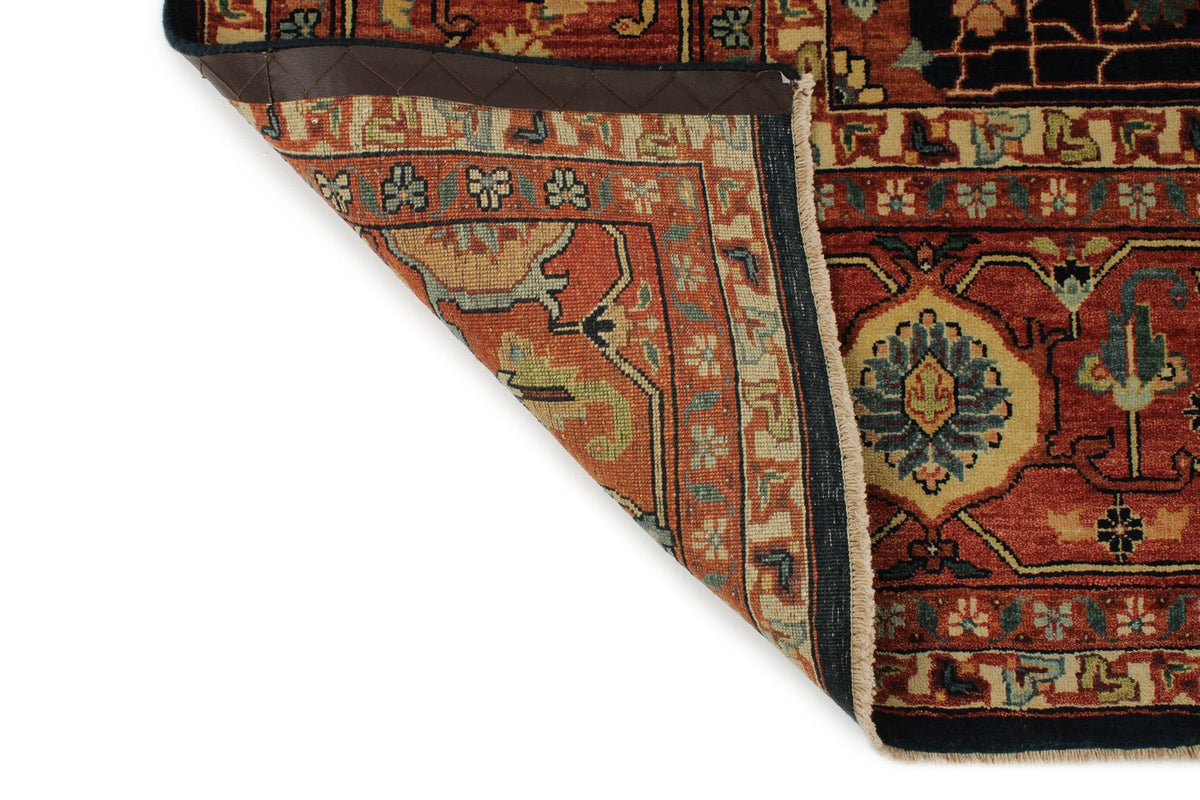 10x14 Charcoal and Rust Turkish Tribal Rug