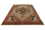 10x14 Ivory and Rust Turkish Tribal Rug