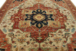 10x14 Ivory and Rust Turkish Tribal Rug