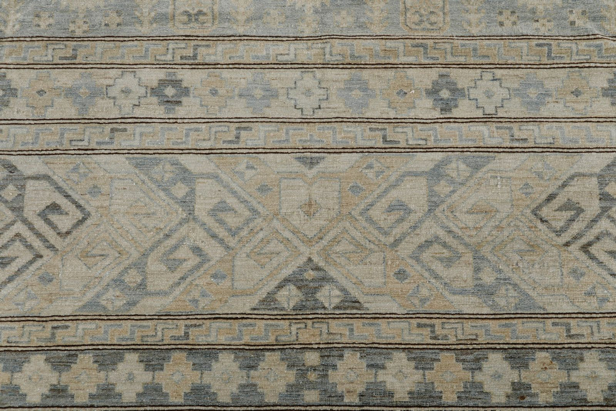 13x20 Light Blue and Multicolor Turkish Tribal Rug