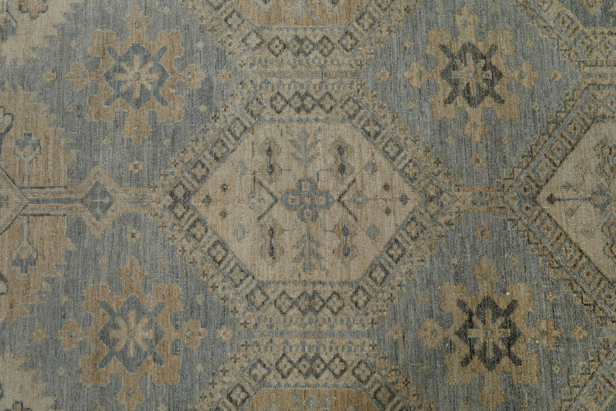 13x20 Light Blue and Multicolor Turkish Tribal Rug