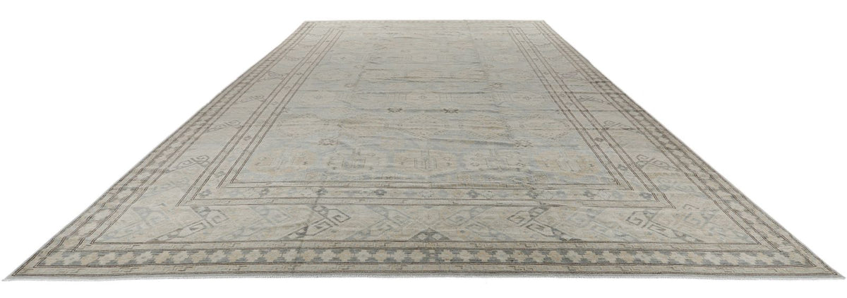 13x20 Light Blue and Multicolor Turkish Tribal Rug