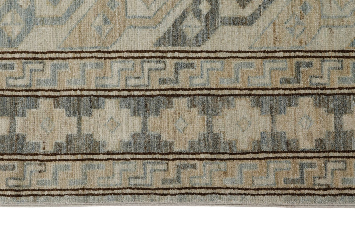 13x20 Light Blue and Multicolor Turkish Tribal Rug