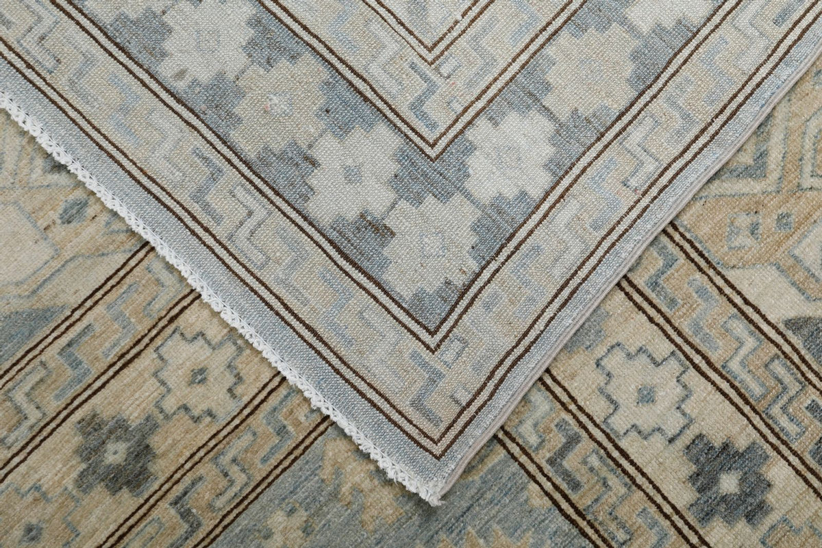13x20 Light Blue and Multicolor Turkish Tribal Rug