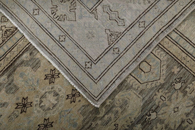 6x8 Light Gray and Light Brown Turkish Tribal Rug