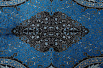 8x11 Blue and Black Turkish Silk Rug