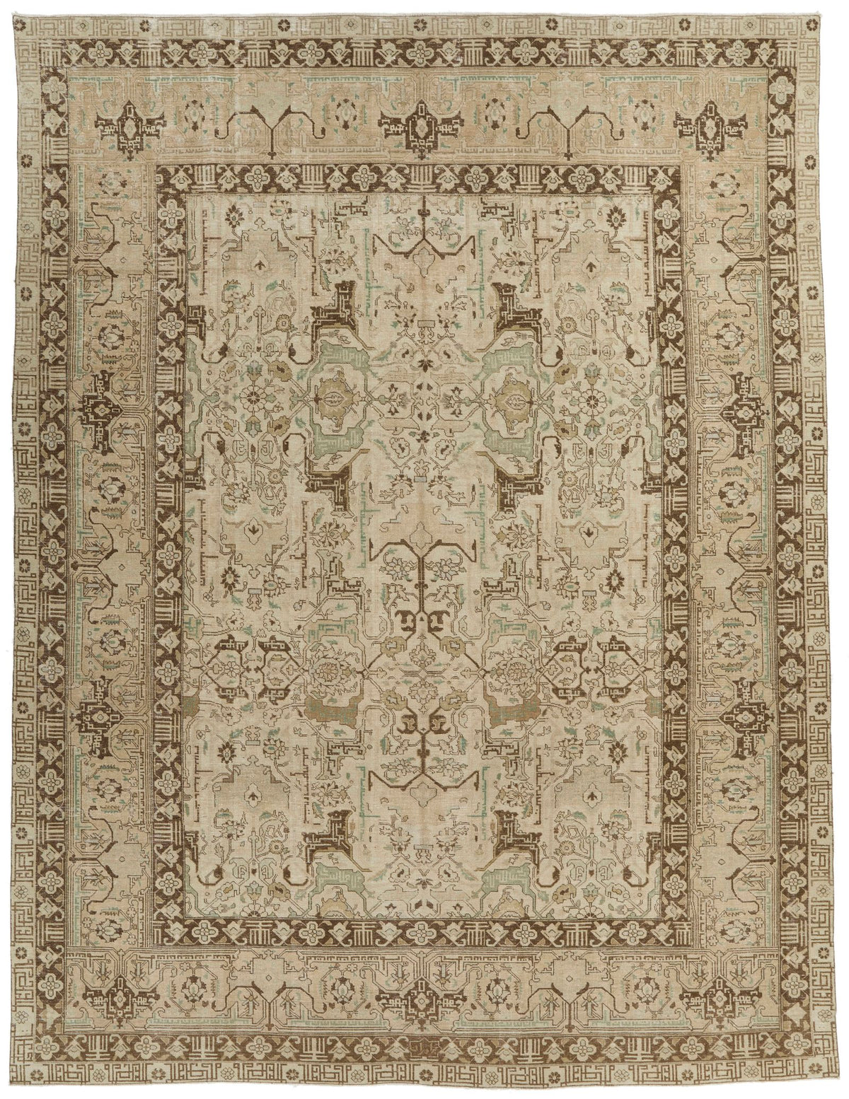 10x14 Ivory and Brown Persian Traditional Rug