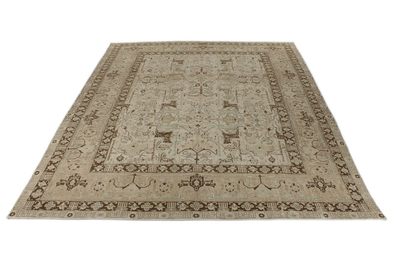 10x14 Ivory and Brown Persian Traditional Rug