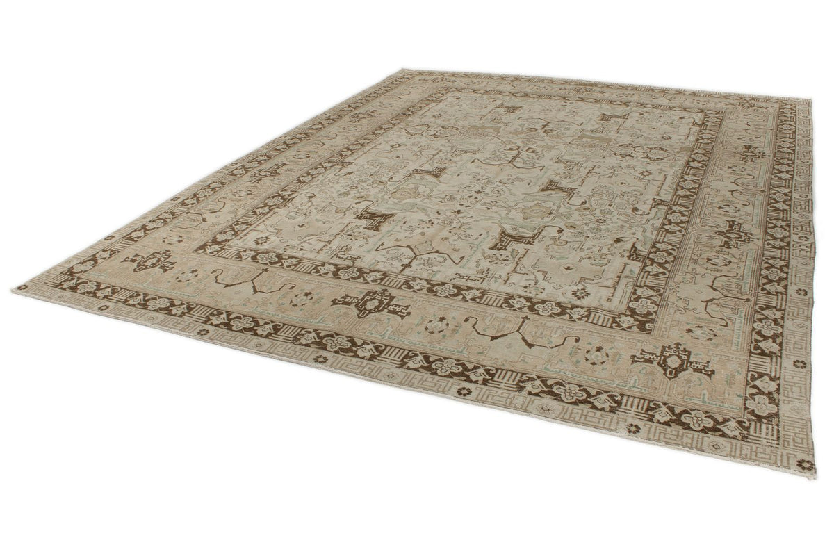 10x14 Ivory and Brown Persian Traditional Rug