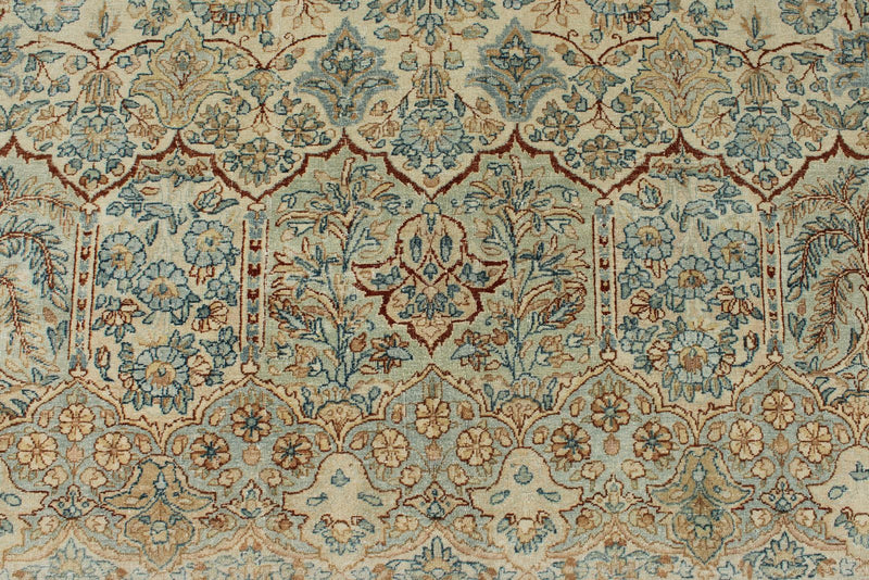 9x12 Ivory and Multicolor Turkish Oushak Rug