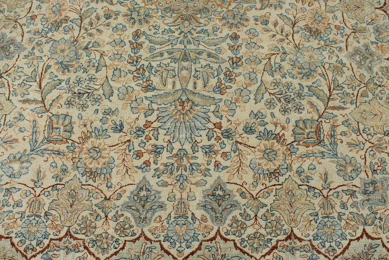 9x12 Ivory and Multicolor Turkish Oushak Rug
