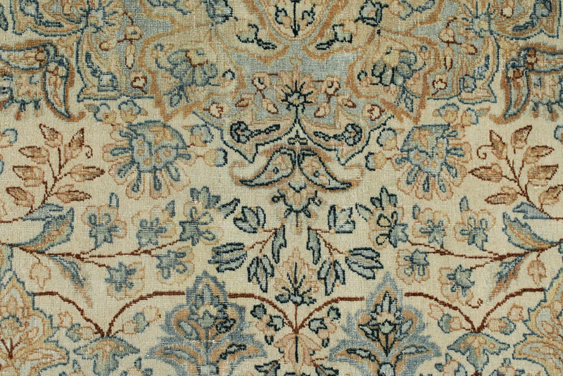 9x12 Ivory and Multicolor Turkish Oushak Rug