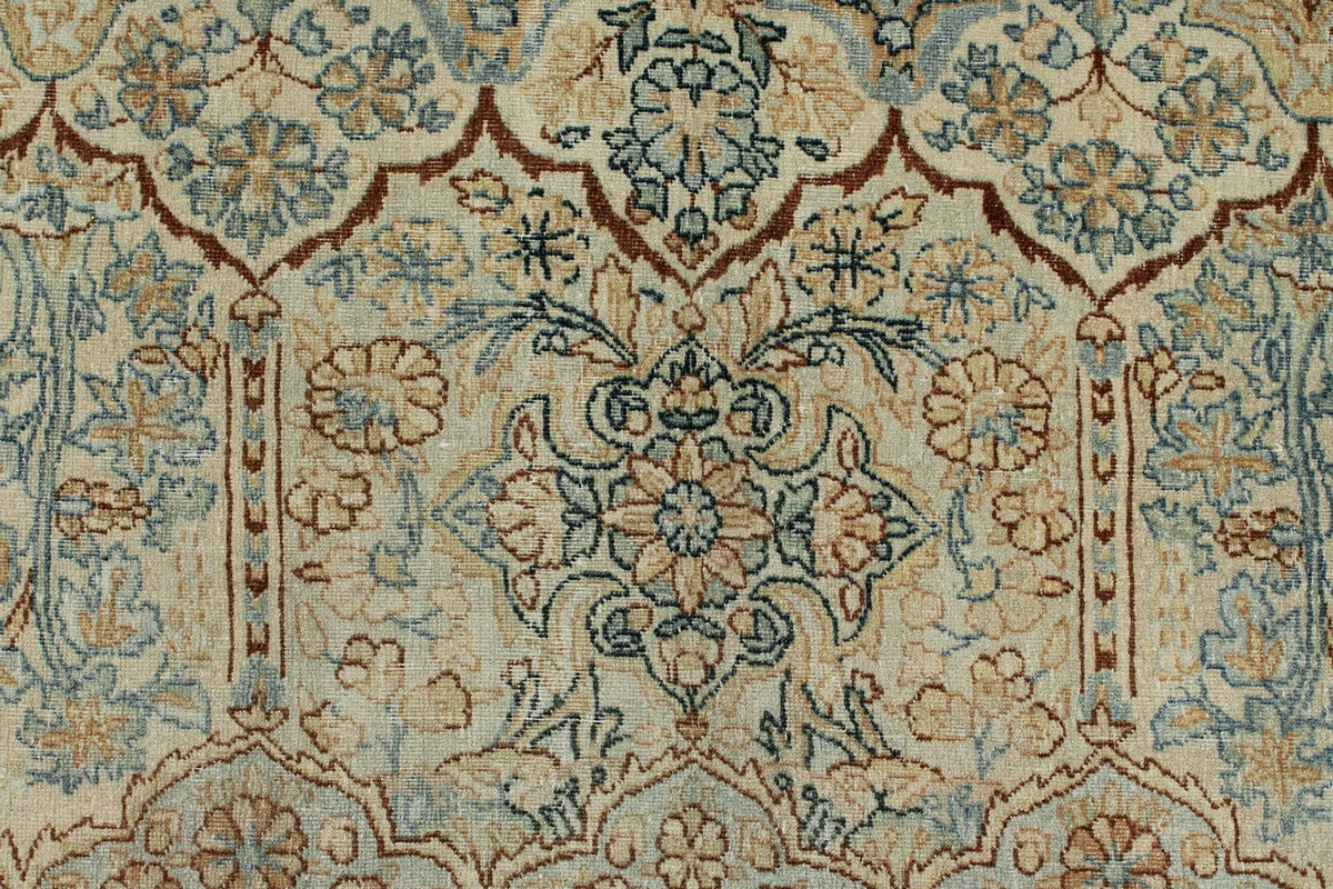 9x12 Ivory and Multicolor Turkish Oushak Rug