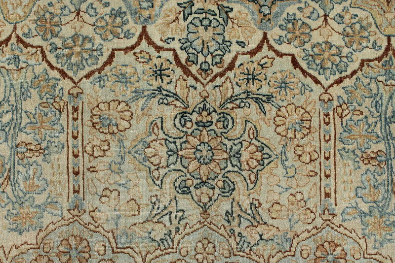 9x12 Ivory and Multicolor Turkish Oushak Rug