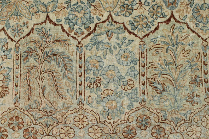 9x12 Ivory and Multicolor Turkish Oushak Rug