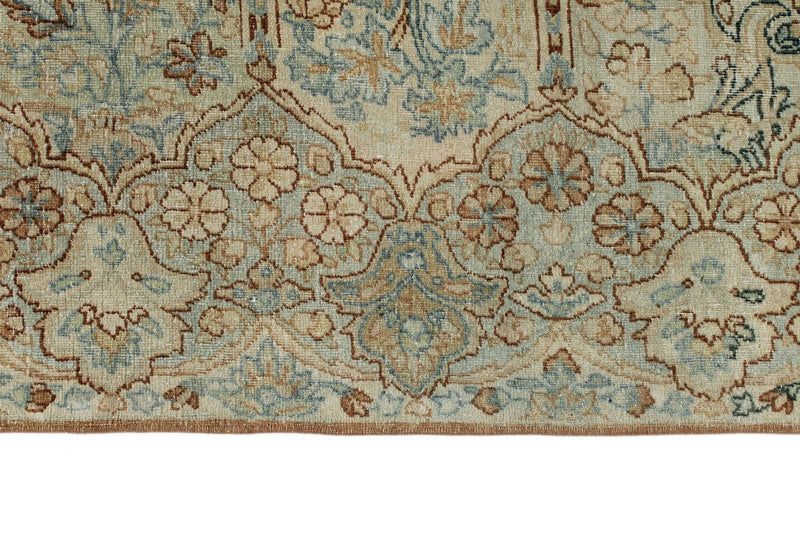 9x12 Ivory and Multicolor Turkish Oushak Rug