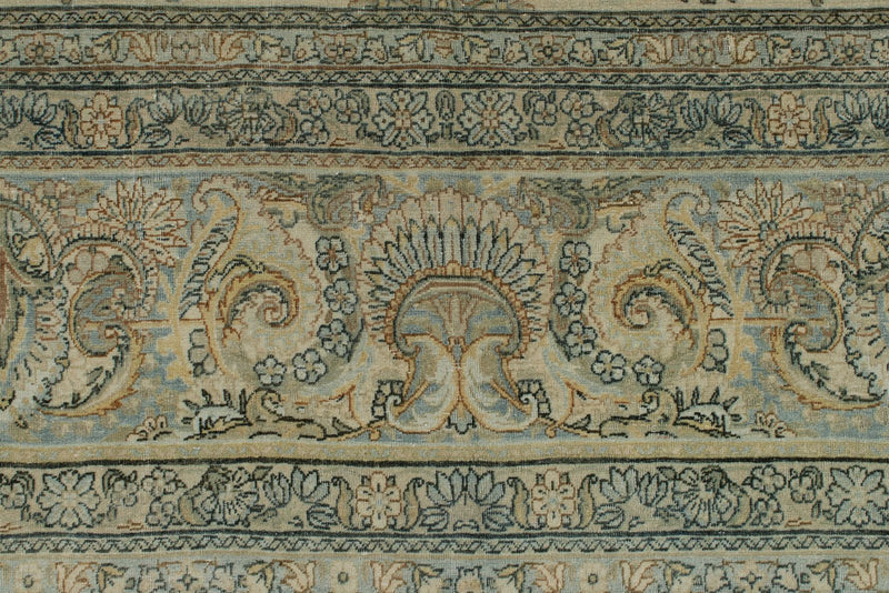 10x18 Ivory and Multicolor Turkish Oushak Rug