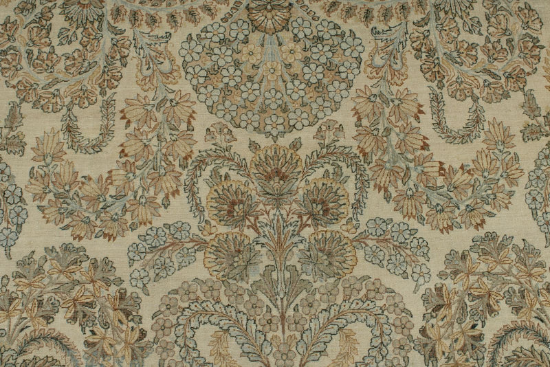 10x18 Ivory and Multicolor Turkish Oushak Rug