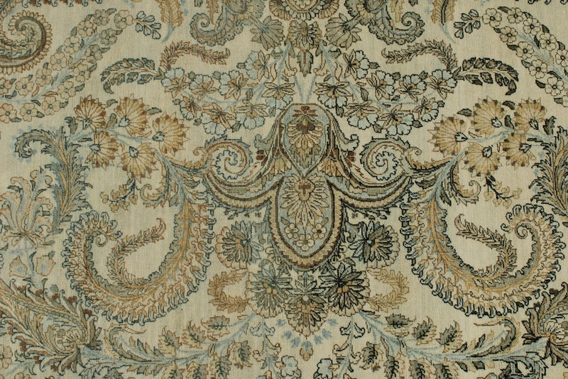 10x18 Ivory and Multicolor Turkish Oushak Rug