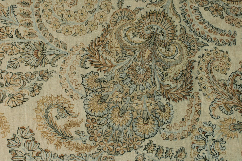 10x18 Ivory and Multicolor Turkish Oushak Rug