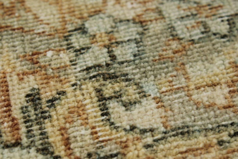 10x18 Ivory and Multicolor Turkish Oushak Rug