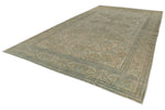10x18 Ivory and Multicolor Turkish Oushak Rug