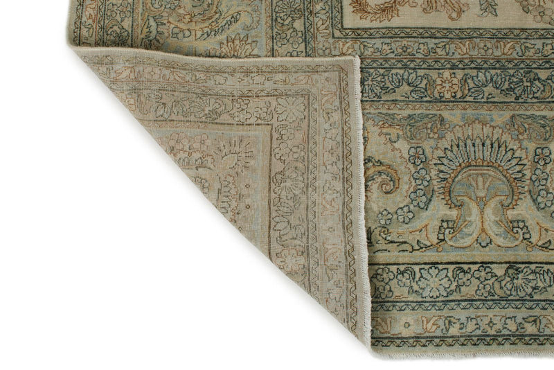 10x18 Ivory and Multicolor Turkish Oushak Rug