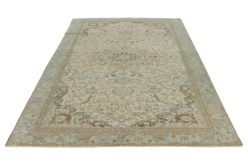6x10 Ivory and Multicolor Persian Traditional Rug