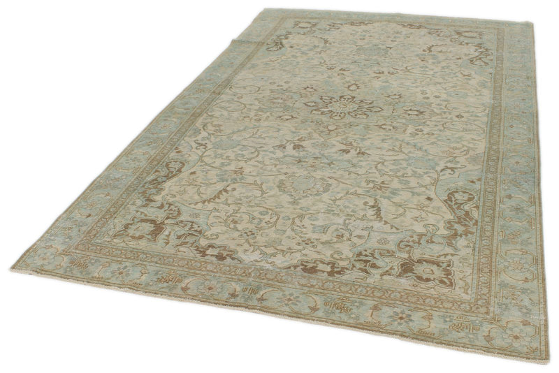 6x10 Ivory and Multicolor Persian Traditional Rug