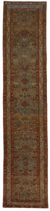 3x15 Light Blue and Ivory Turkish Oushak Rug