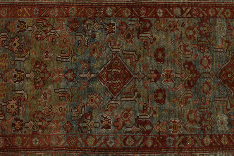 3x15 Light Blue and Ivory Turkish Oushak Rug