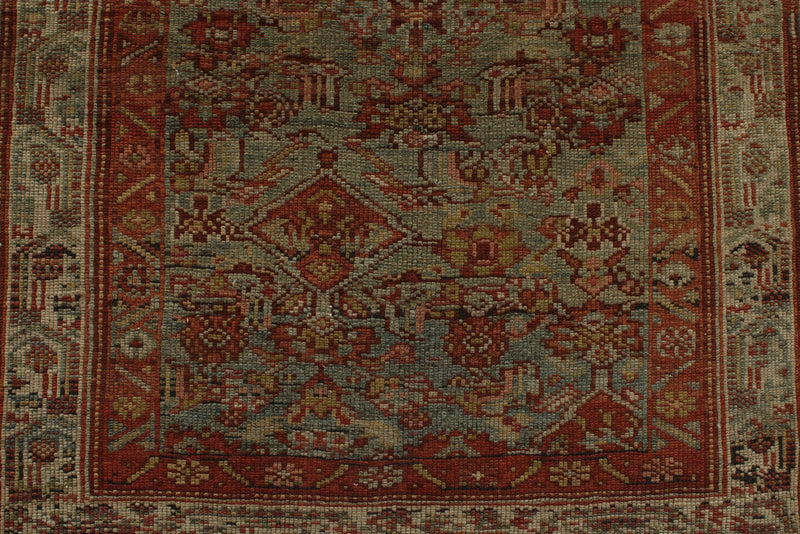 3x15 Light Blue and Ivory Turkish Oushak Rug