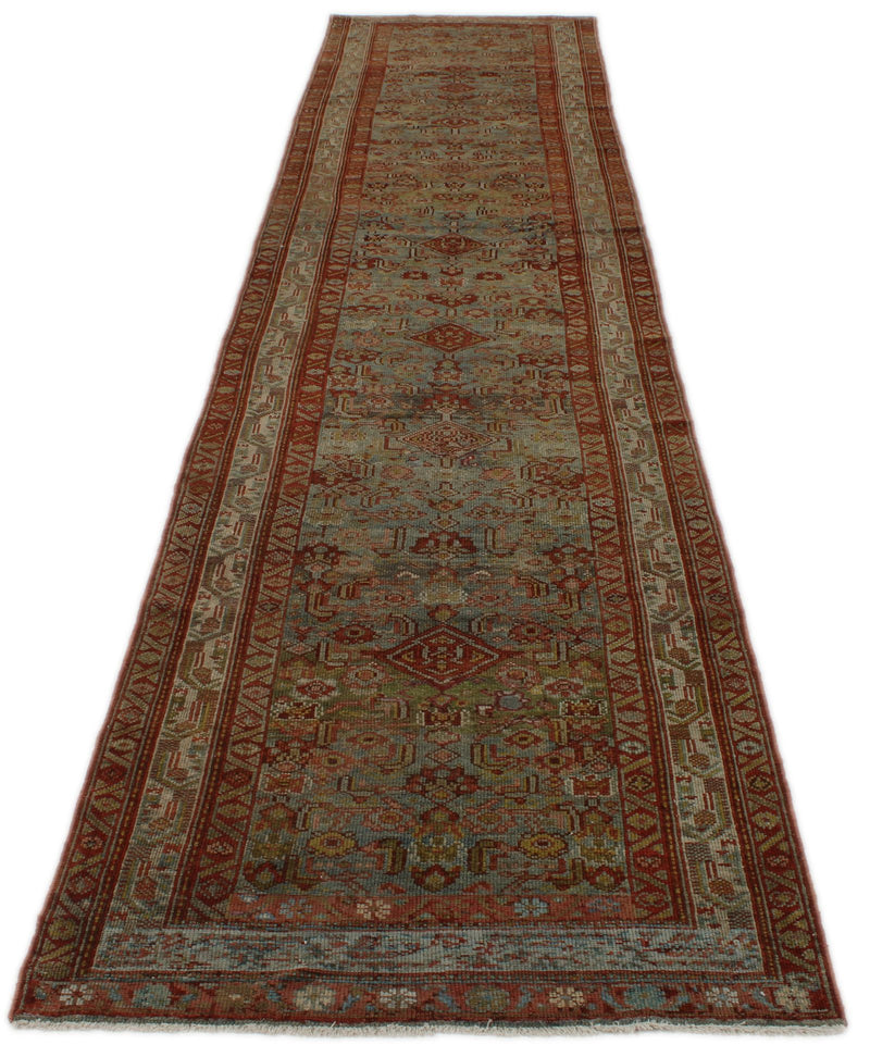 3x15 Light Blue and Ivory Turkish Oushak Rug