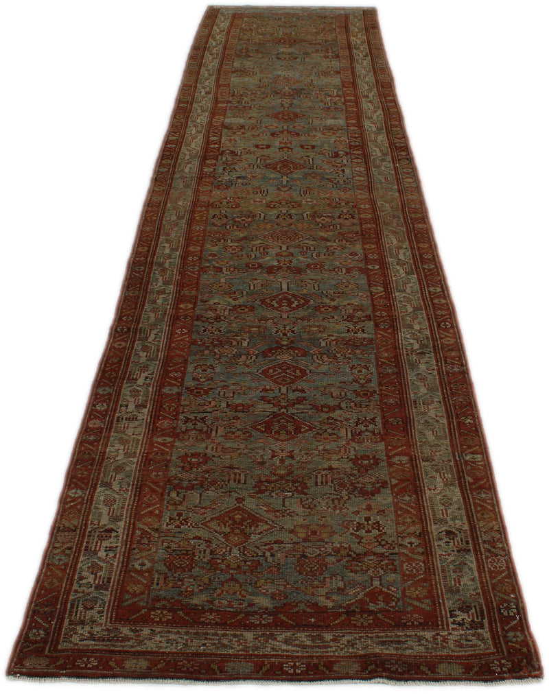 3x15 Light Blue and Ivory Turkish Oushak Rug